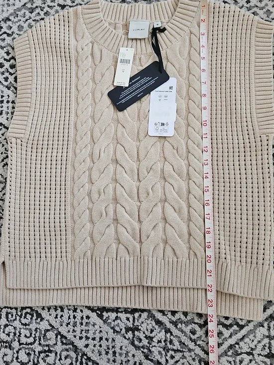 Varley Pixie Relaxed Cable Knit Sweater Tank Size Medium In Beige - Picture 6 of 6